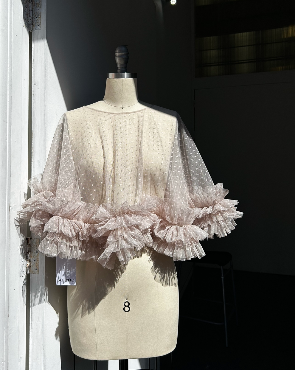 Taupe Dotty Cape - One Available