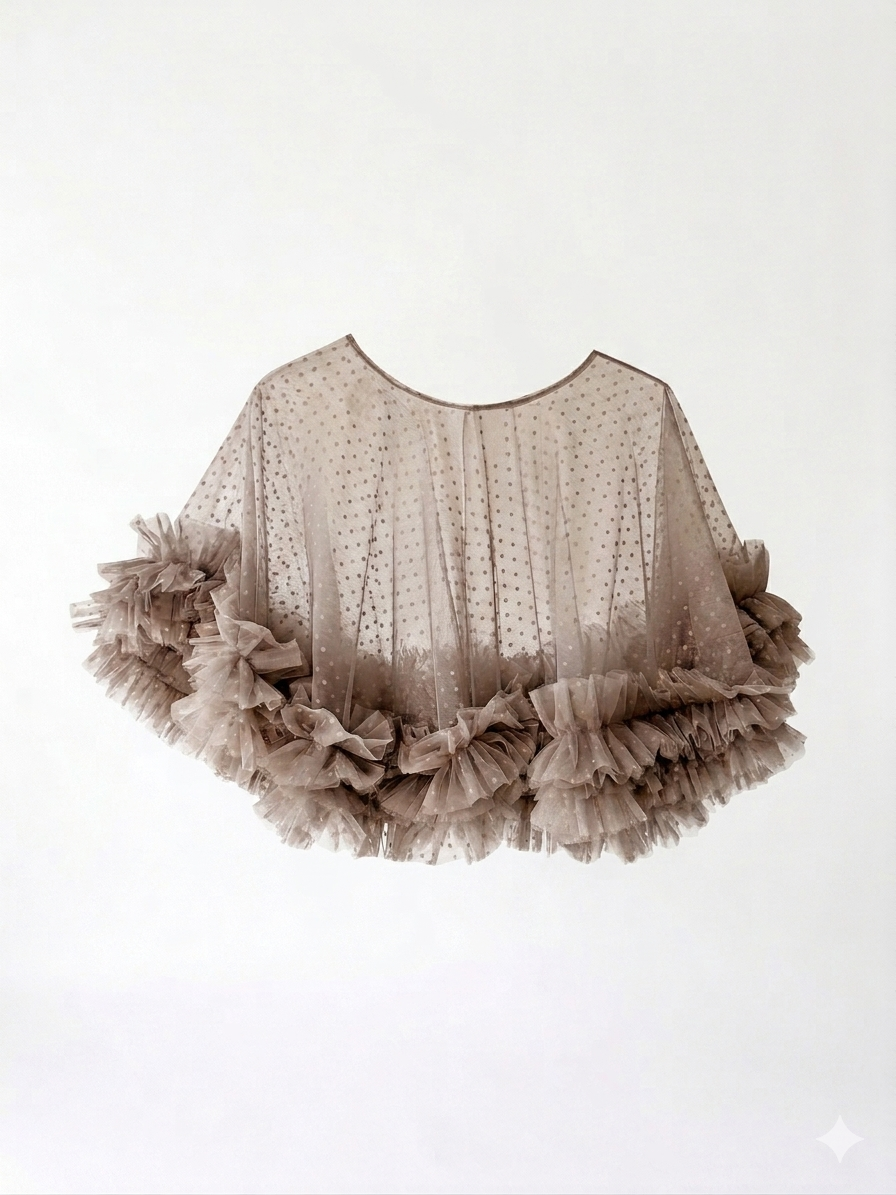 Taupe Dotty Cape - One Available