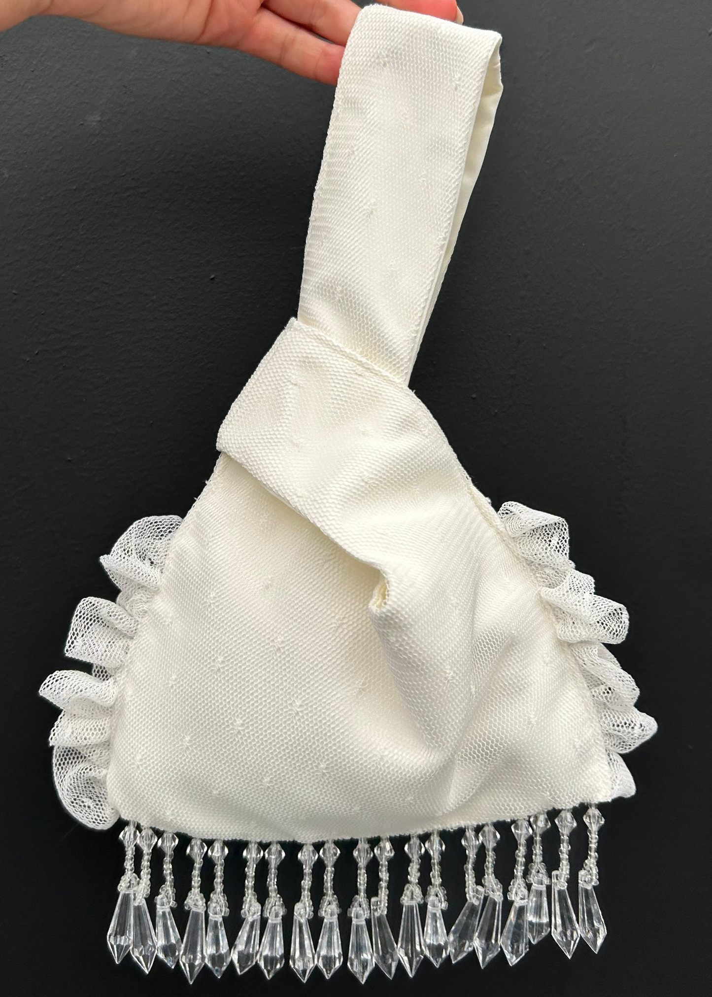 Dot Satin Lace Knot Bridal Bag